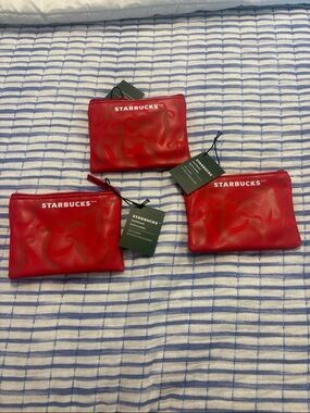 3 Starbucks Card Pouches & Key Chain